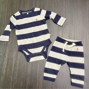 NWOT Baby Gap Navy/Grey 2 pc Set Sz 3-6 Mos Organically Grown Cotton